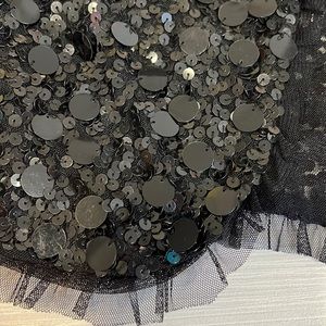 Black bolero jacket netting ruffle with sequins size S/M retro girly top to LBD!